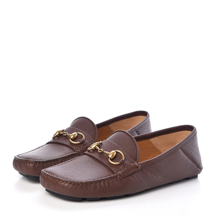 Gucci Calfskin Hebron Horse Bit Loafer Moccasins in Brown