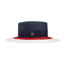 Load image into Gallery viewer, Gucci Papier Wide Brim Hat in Blue Red and White
