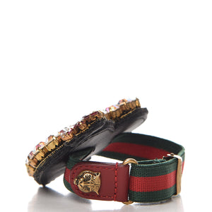Gucci Web Crystal Heart Bracelet in Red