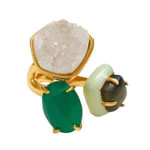 Alexis Bittar Druzy Stone Cluster Cocktail Ring in Gold