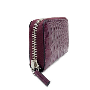 Gucci Crocodile Zip Around Card Case in Cherry Red