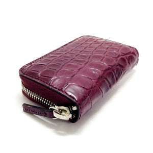 Gucci Crocodile Zip Around Card Case in Cherry Red