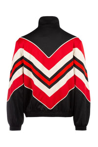 Gucci Chevron Red Stripe Track Jacket with Lyre in Black