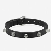 Gucci Studded Feline Head Leather Bracelet in Black