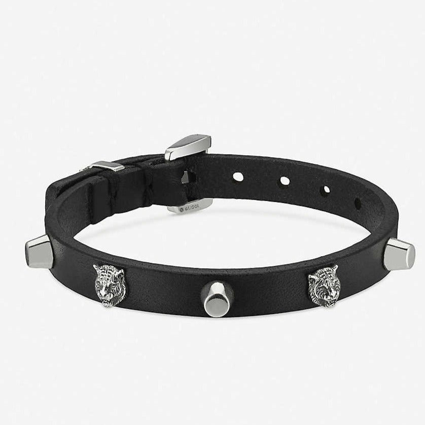 Gucci - Studded Leather and Silver-Tone Bracelet - Men - Black Gucci