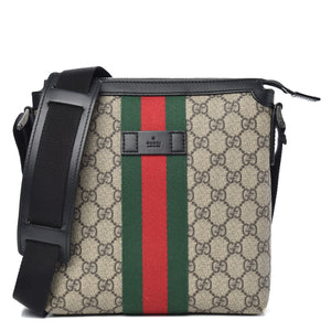 Gucci Beige/Ebony GG Supreme Canvas and Leather Web Messenger Bag