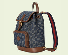 Load image into Gallery viewer, Gucci Backpack GG Denim with Brown Leather Trim