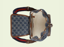 Load image into Gallery viewer, Gucci Backpack GG Denim with Brown Leather Trim