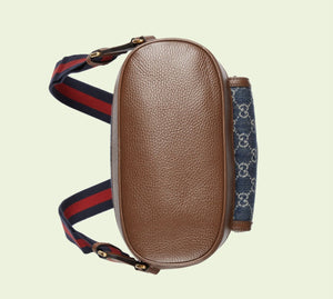 Gucci Backpack GG Denim with Brown Leather Trim