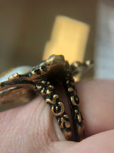 Load image into Gallery viewer, Gucci Bee Ring in Antique Gold with Crystals and Pearl
