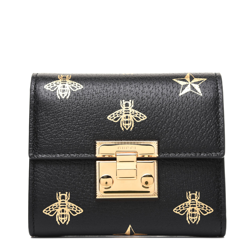 Gucci Bee Star Padlock Wallet in Black
