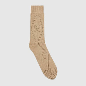 Gucci Interlocking GG Knit Sock in Camel
