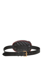 Load image into Gallery viewer, Gucci GG Marmont Matelasse Leather Belt Bag in Black with Red Trim
