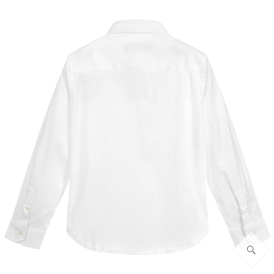 White button up tuxedo shirt  96% cotton, 4% elastane Front button up fastening Classic pointed collar  Machine wash (30*C) Product number 251050 Made in Italy