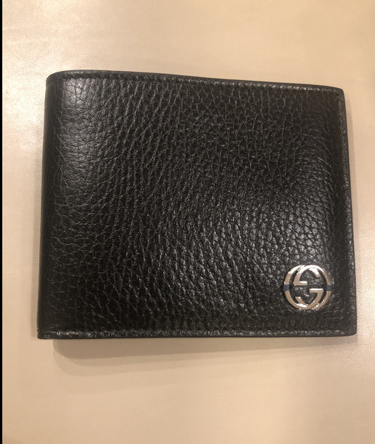 Gucci Black Trifold Wallet with Yellow Interior