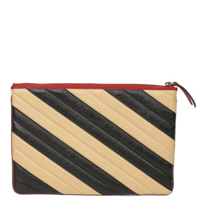 Gucci Calfskin GG Marmont Quilted Leather Pouch in Beige and Black