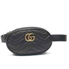 Gucci GG Marmont Matelasse Leather Belt Bag in Black