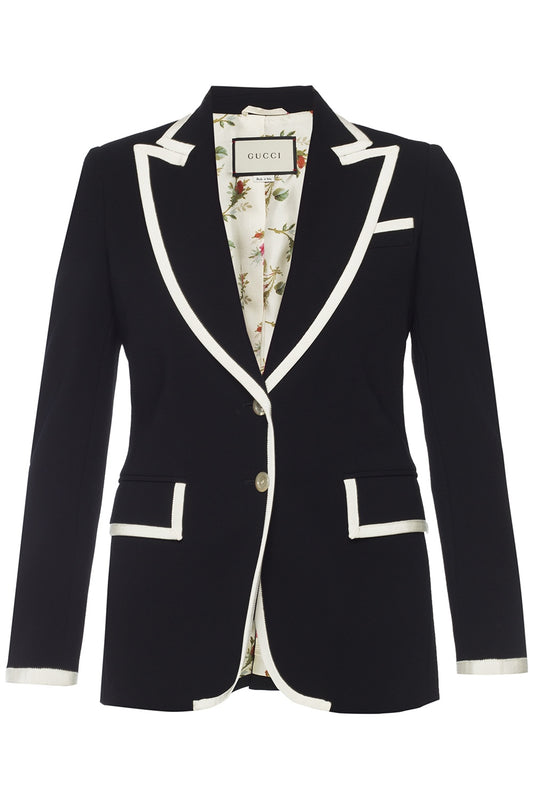 Gucci Black Cady Blazer with White Trim