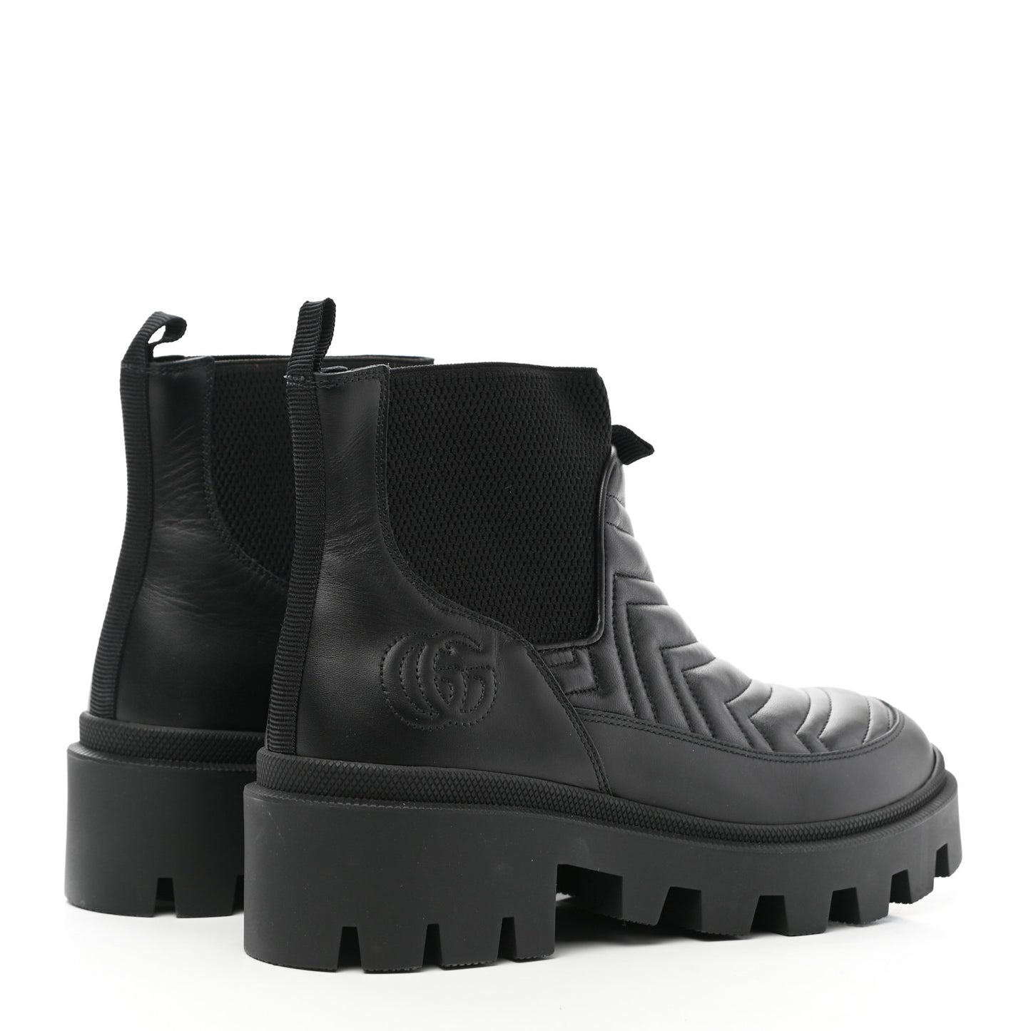Gucci Nappa Matelasse Frances Chelsea Boots in Black