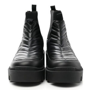Gucci Nappa Matelasse Frances Chelsea Boots in Black