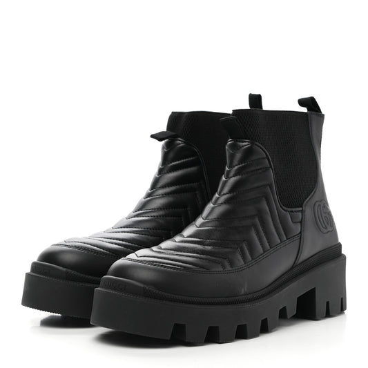 Gucci Nappa Matelasse Frances Chelsea Boots in Black