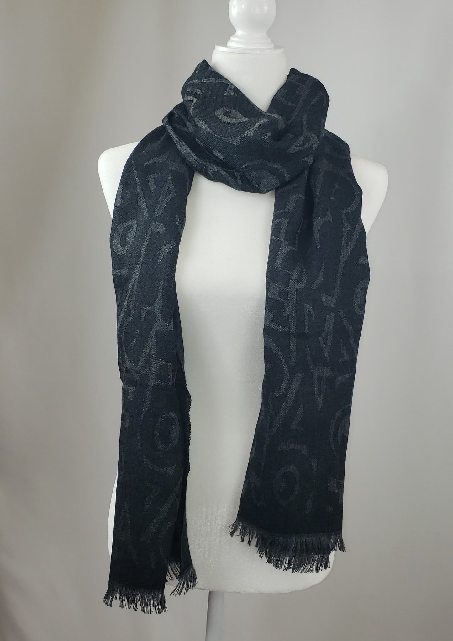 Salvatore Ferragamo Letters Scarf in Black