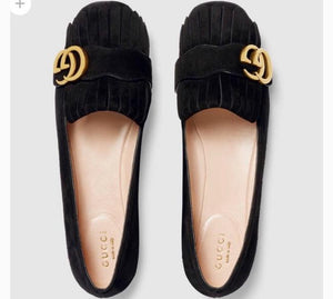 Gucci GG Marmont Suede Flats in Black