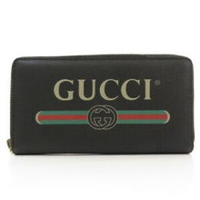 Load image into Gallery viewer, Gucci Printed Logo Leather Zip Around Wallet in Black