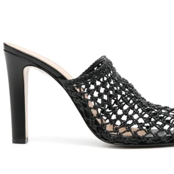 Salvatore Ferragamo Ellas X5 Caged Leather Heel Mules in Black