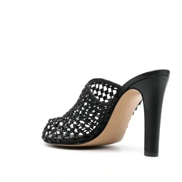 Salvatore Ferragamo Ellas X5 Caged Leather Heel Mules in Black