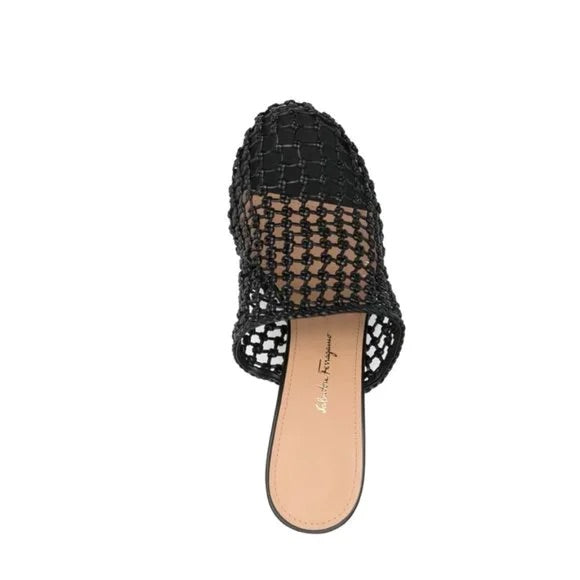Salvatore Ferragamo Ellas X5 Caged Leather Heel Mules in Black