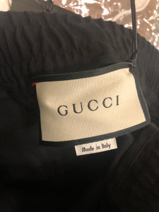 Gucci Wool Track Pants in Black with Blue and Red Side Stripe