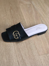 Load image into Gallery viewer, Gucci GG Marmont Leather Slide Sandals in Black
