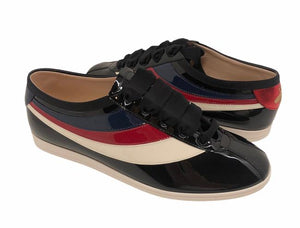 Gucci Patent Calfskin Web Falacer Sneakers
