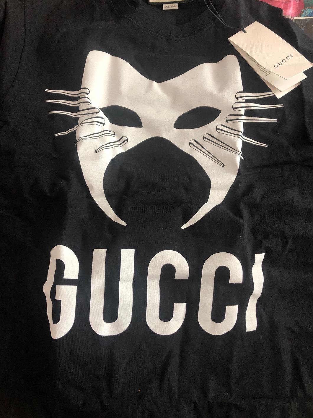 Gucci Oversized Jersey Mask Printed Cotton T-Shirt in Black