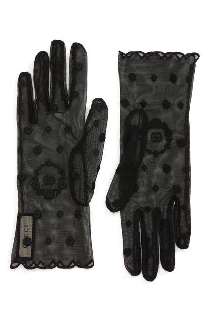 Gucci GG Laurel Embroidered Tulle Gloves in Black – Gavriel.us