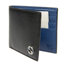 Load image into Gallery viewer, Gucci Black Bifold Short Wallet with Blue Interior