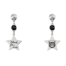 Load image into Gallery viewer, Gucci Blind for Love Feline Silver Drop Earrings