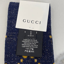 Load image into Gallery viewer, Gucci GG Socks in Blue with Gold Lamé GG