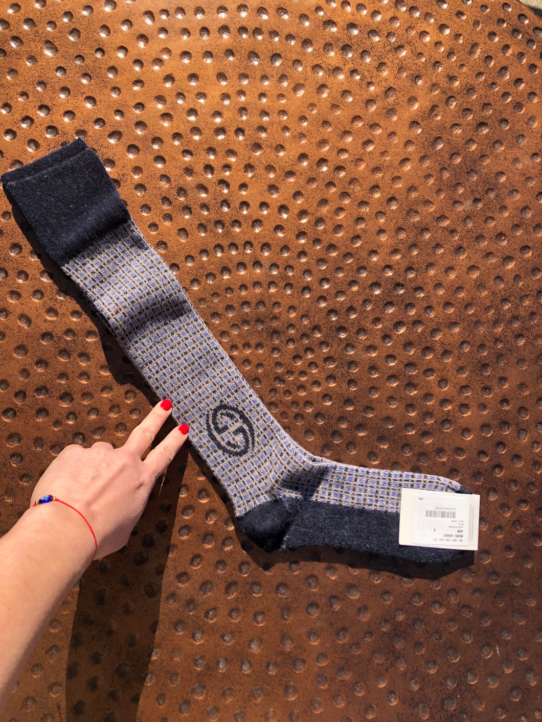 Gucci Soft Combed Wool Knee High Socks in Blue
