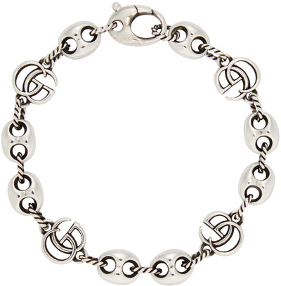 GUCCI Sterling Silver Link Round Charm Bracelet 1193072