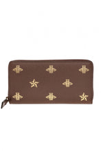 Load image into Gallery viewer, Gucci Bee Star Zip Around Wallet in Brown