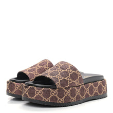Load image into Gallery viewer, Gucci Lamé GG Angelina Slides in Brown &amp; Beige