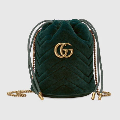 Gucci Marmont Interlocking GG Logo Mini Bucket Bag with Chain