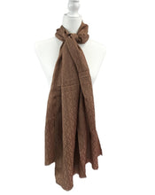 Load image into Gallery viewer, Tory Burch Mosaic Logo Jacquard Scarf in Light Oak