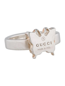 Gucci Logo Butterfly Ring in Sterling Silver