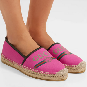 Gucci Printed Canvas Espadrille Flats in Fuchsia