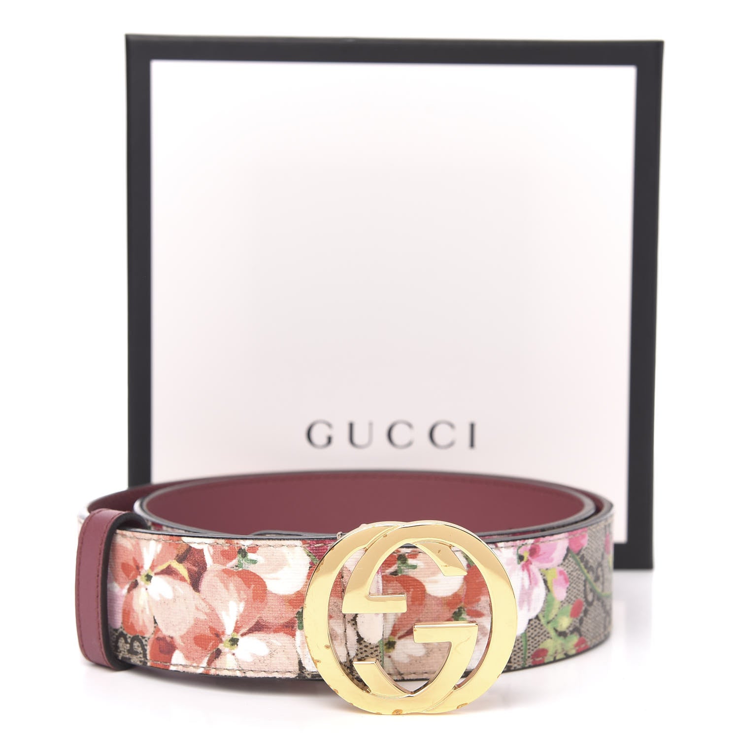 Gucci GG Supreme Monogram Blooms Print Belt in Pink – Gavriel.us