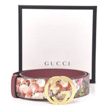 Load image into Gallery viewer, Gucci GG Supreme Monogram Blooms Print Belt in Pink