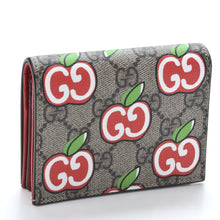Load image into Gallery viewer, Gucci GG Supreme Monogram Apple Print Card Case Wallet in Tan